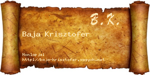 Baja Krisztofer névjegykártya